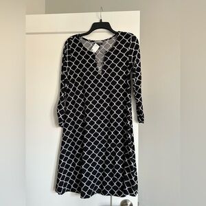 Black and White Dress with Unique Neckline Detail